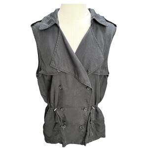 Womens Banana Republic button-up vest dark gray black ladies vest